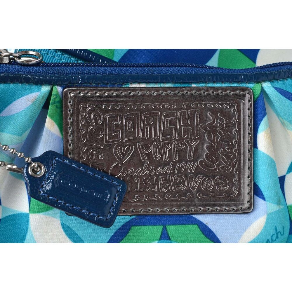 Coach Teal Blue Green Geometric Shoulder Tote - Picture 7 of 16